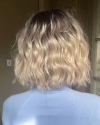 Vanilla Latte |Baby Blonde Short Wavy Bob Synthetic Wig with Bangs